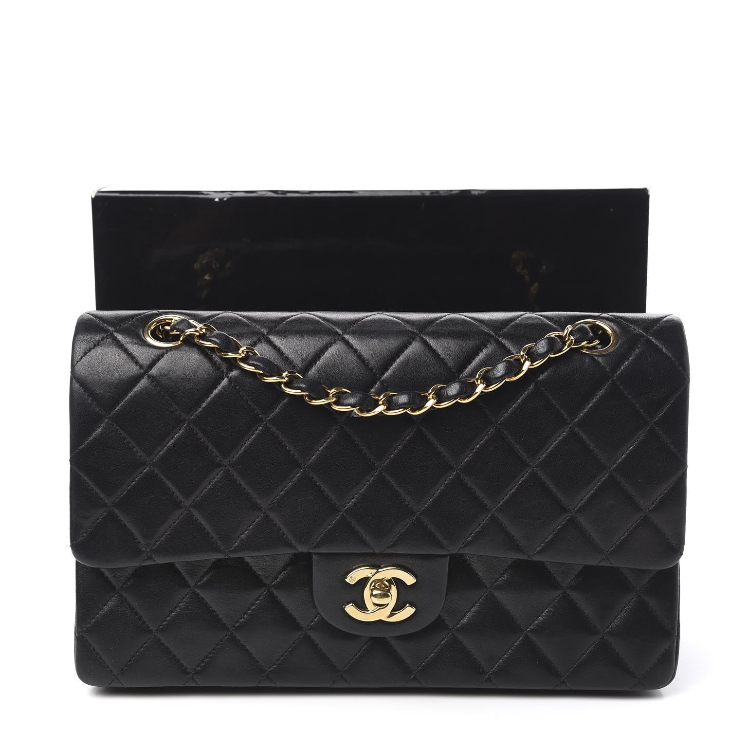 Chanel Lambskin Quilted Medium Double Flap Black 11 of 11