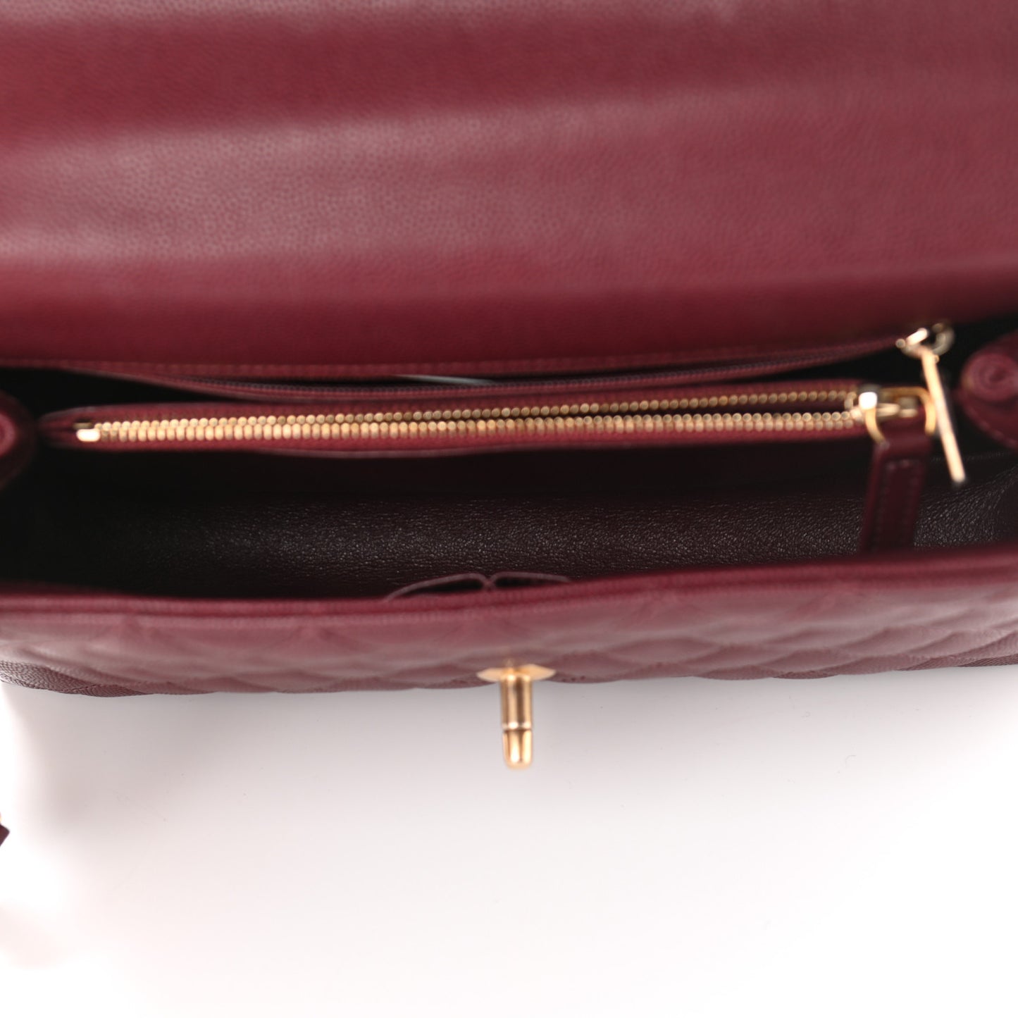 Caviar Lizard Embossed Quilted Small Coco Handle Flap Burgundy