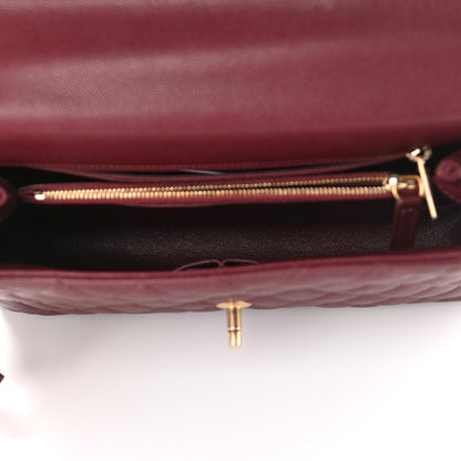 Chanel Caviar Lizard Embossed Quilted Small Coco Handle Flap Burgundy 5 of 10