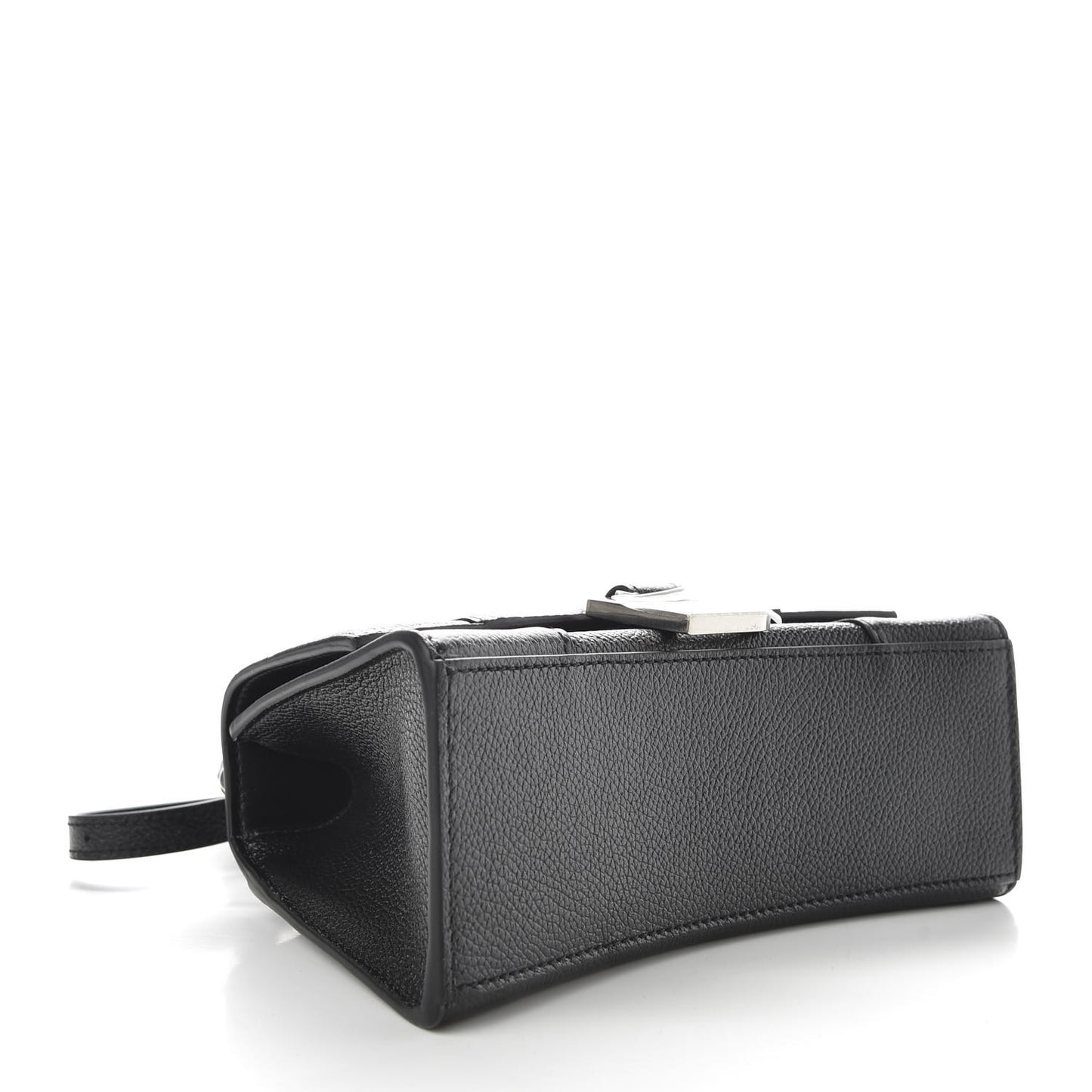 Grained Calfskin Hourglass Top Handle Bag XS Black