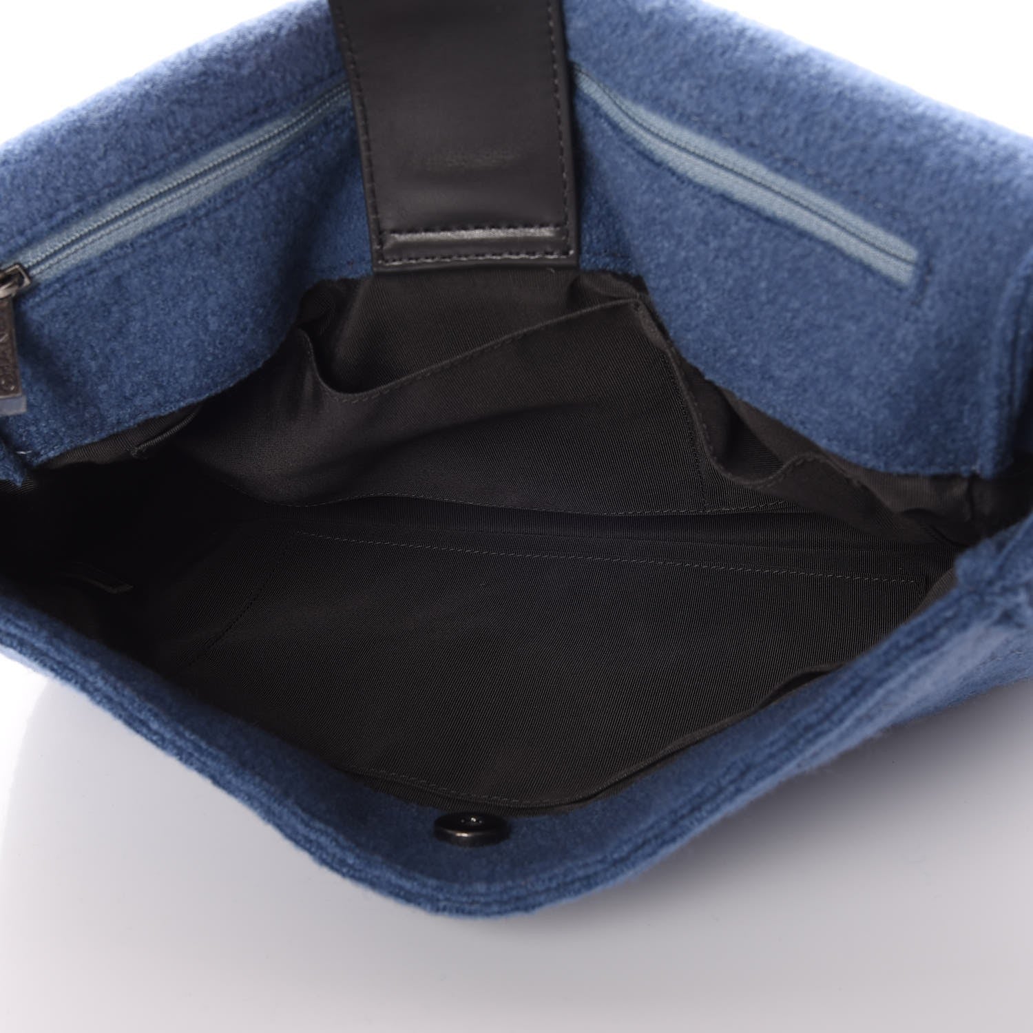 Chanel Felt Embroidered Large Crest Austrian Satchel Blue 5 of 9
