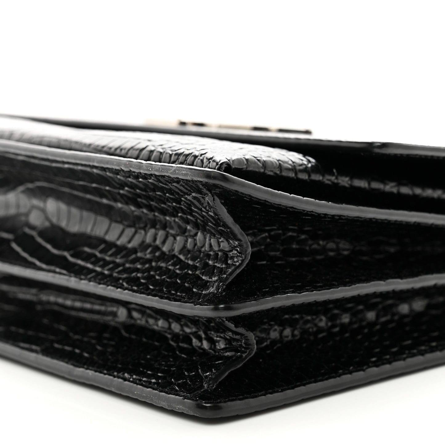 Calfskin Crocodile Embossed Large Monogram Sunset Black