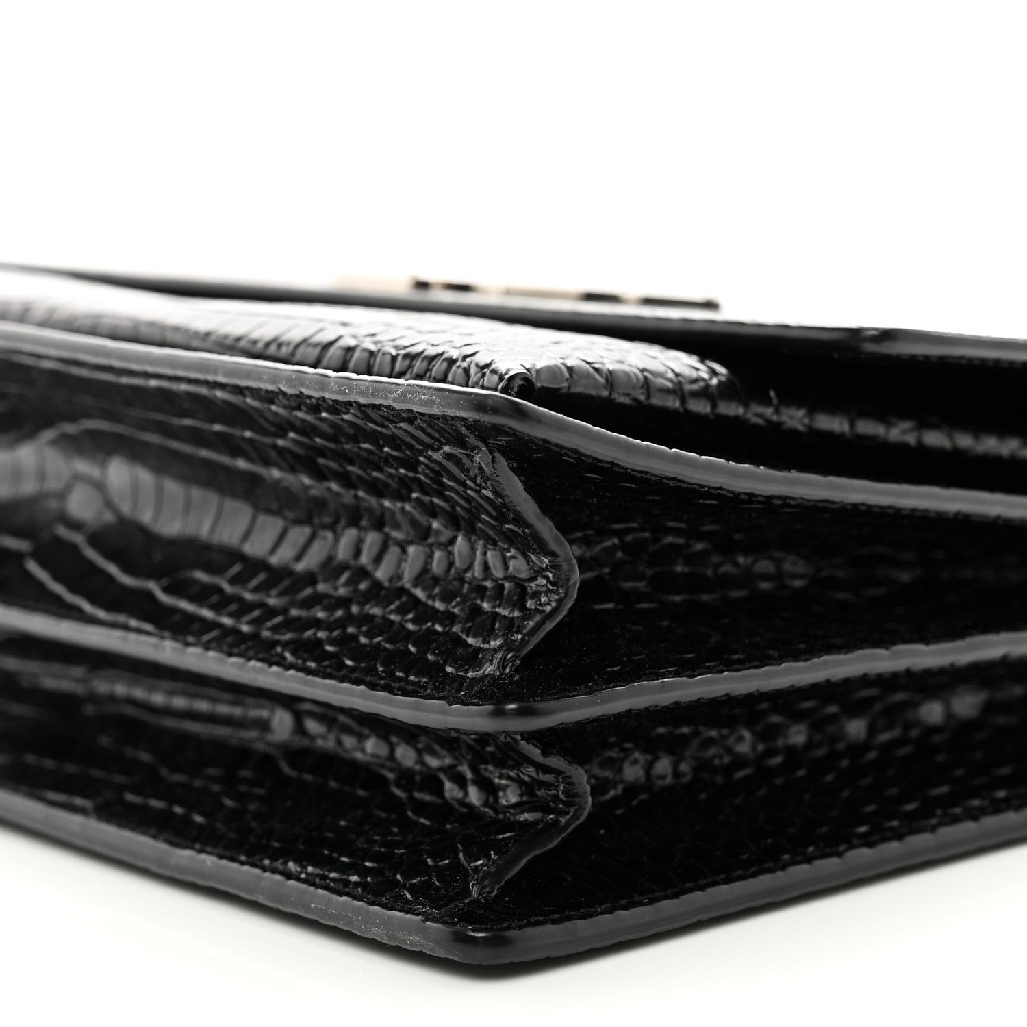 Saint Laurent Calfskin Crocodile Embossed Large Monogram Sunset Black 9 of 12