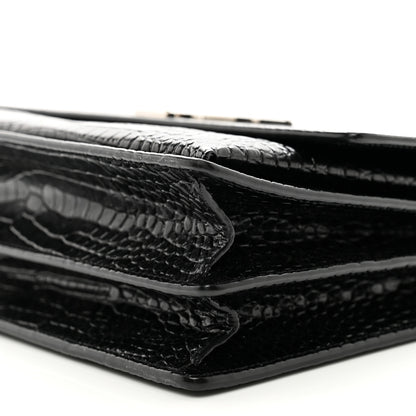 Saint Laurent Calfskin Crocodile Embossed Large Monogram Sunset Black 9 of 12
