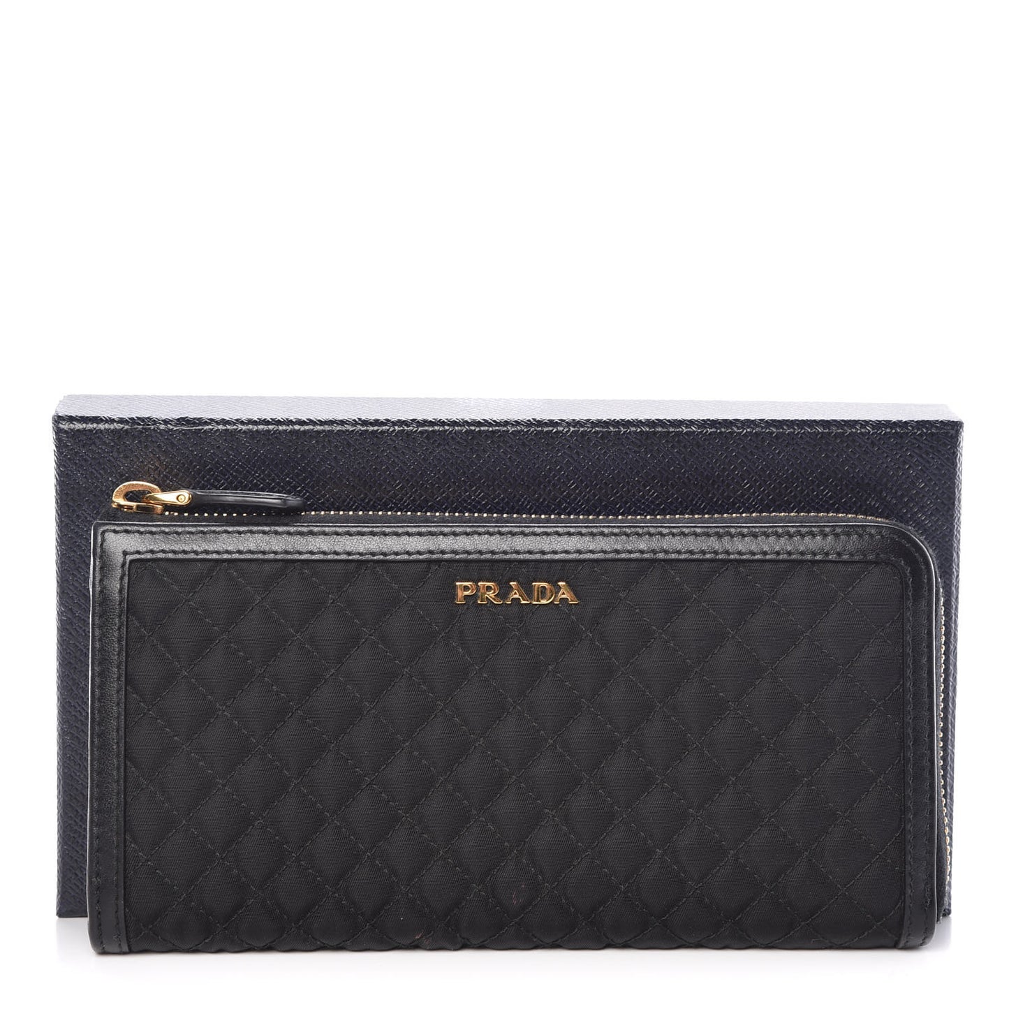 Tessuto Nylon Quilted Zip Around Wallet Black