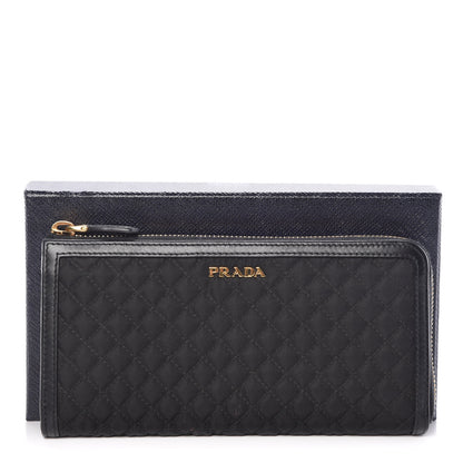 Prada Tessuto Nylon Quilted Zip Around Wallet Black 11 of 11