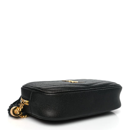 Saint Laurent Grain De Poudre Matelasse Monogram Mini Lou Camera Bag Black 4 of 10