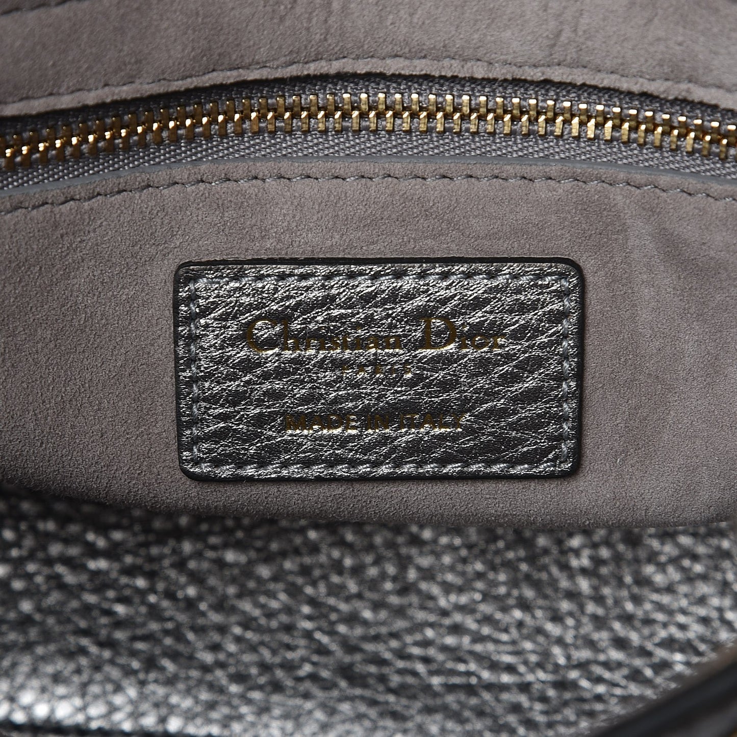 Metallic Grained Calfskin Cannage Small Supple Lady Dior Steel