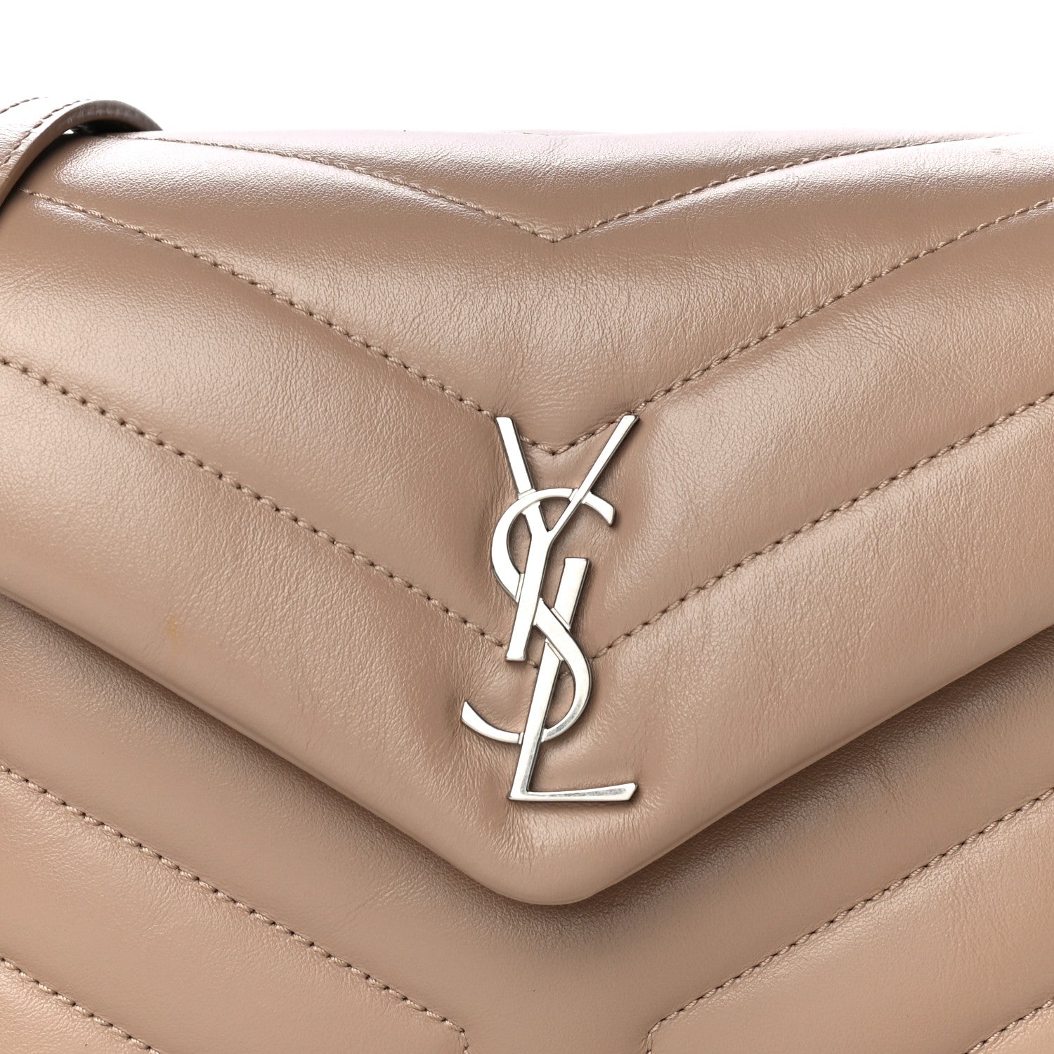 Saint Laurent Calfskin Y Quilted Monogram Toy Loulou Crossbody Bag Latte 8 of 12