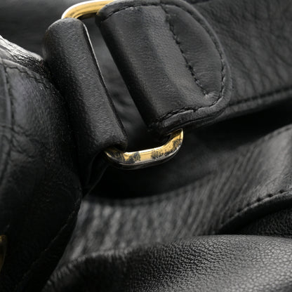 Chanel Lambskin Quilted Drawstring Bucket Bag Black 10 of 11