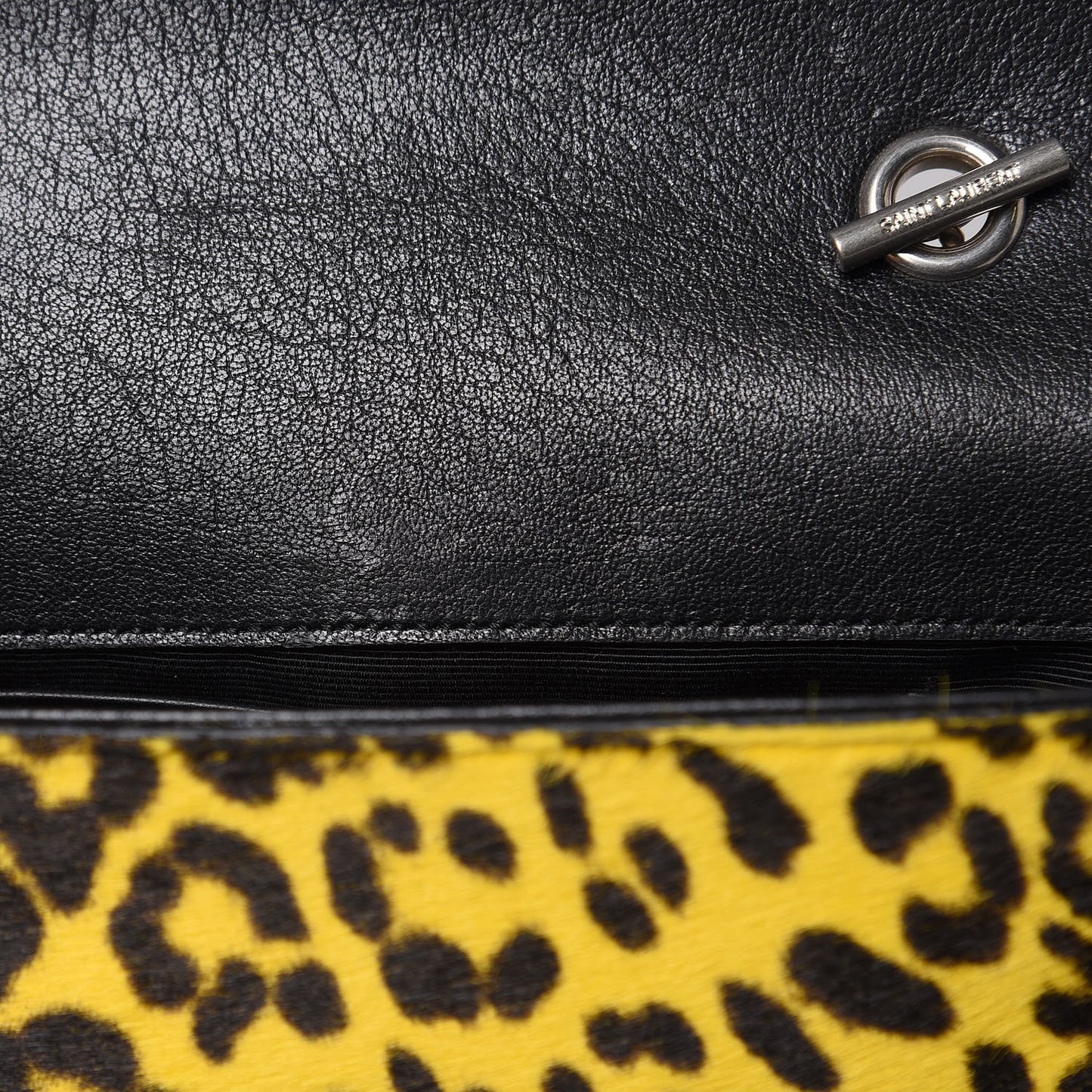 Pony Hair Calfskin Monogram Leopard Print Baby Punk Chain Bag Yellow