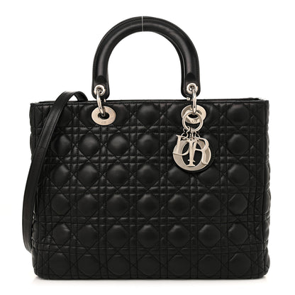 Christian Dior Lambskin Cannage Large Lady Dior Black 1 of 16
