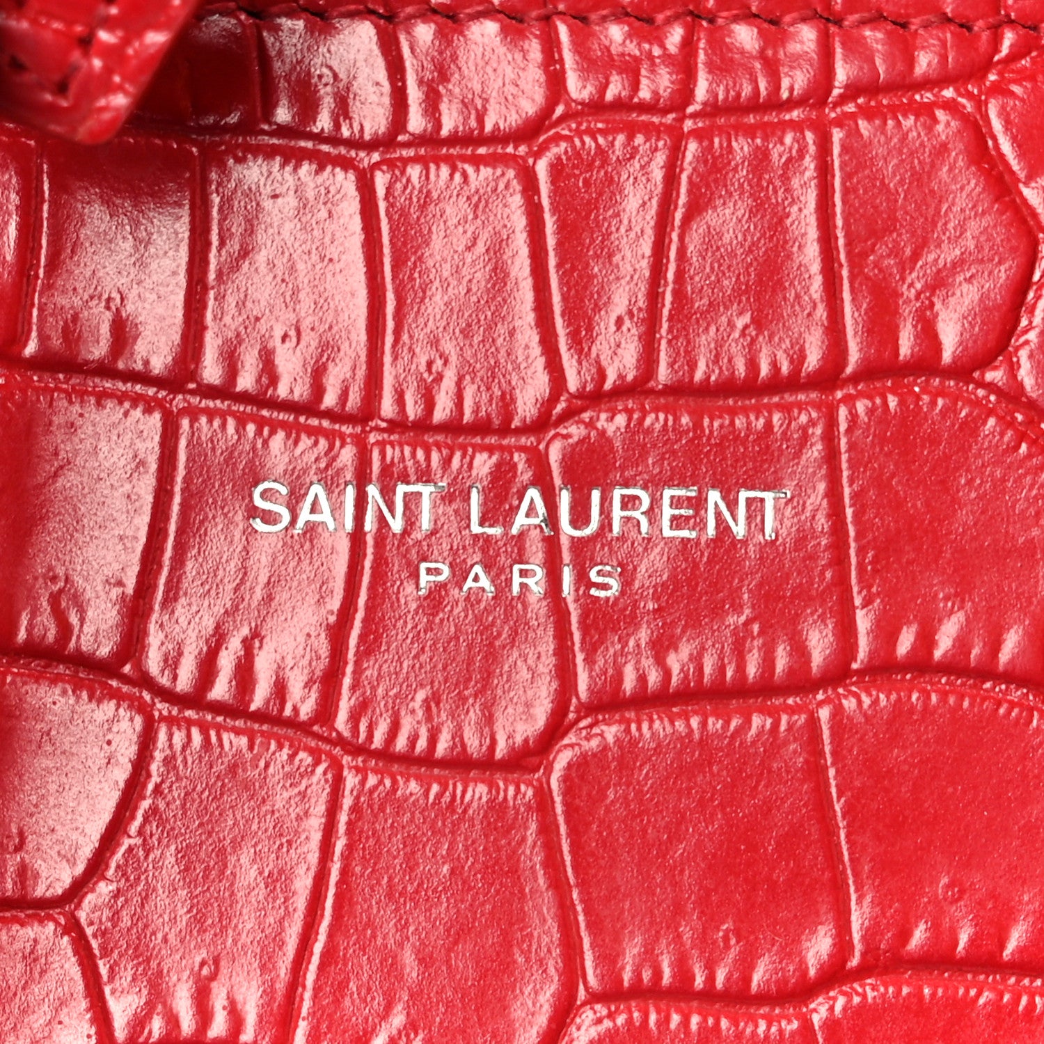 Saint Laurent Calfskin Crocodile Embossed Nano Sac De Jour Red 7 of 13
