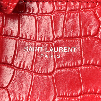 Saint Laurent Calfskin Crocodile Embossed Nano Sac De Jour Red 7 of 13