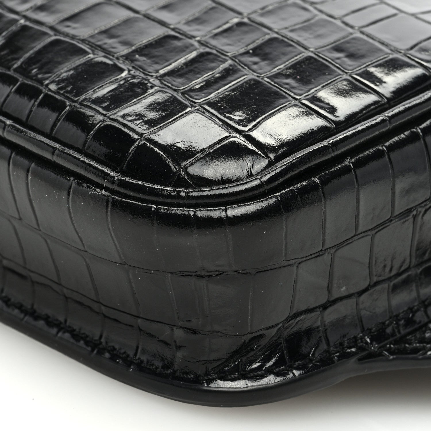 Tom Ford Calfskin Crocodile Embossed Small Zip Belt Bag Black 9 of 9