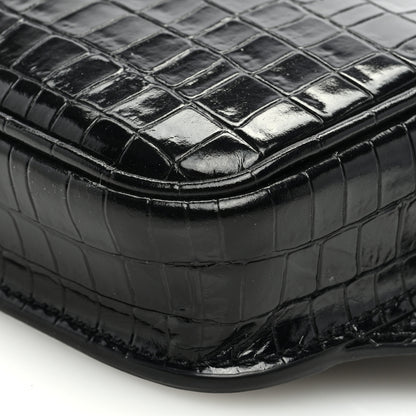 Tom Ford Calfskin Crocodile Embossed Small Zip Belt Bag Black 9 of 9