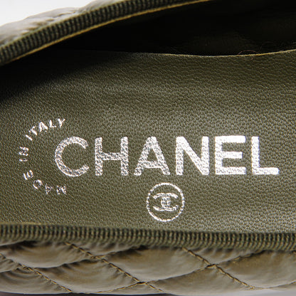 Chanel Nylon Quilted Cap Toe Ballerina Flats 39 Khaki 7 of 8