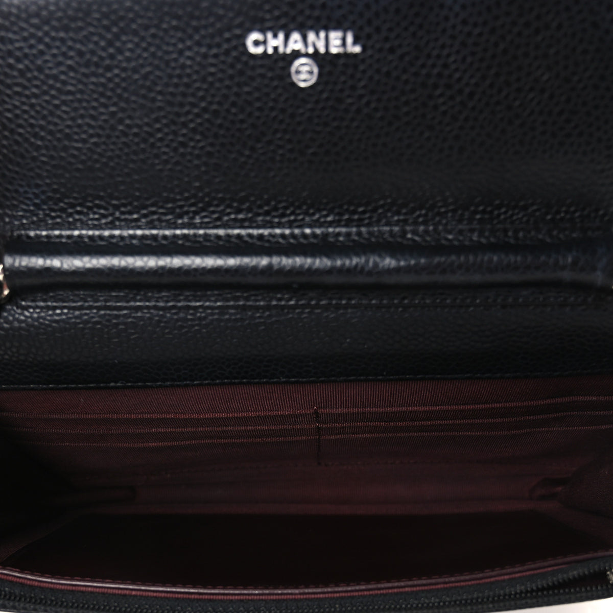 Caviar Quilted Wallet on Chain WOC Black