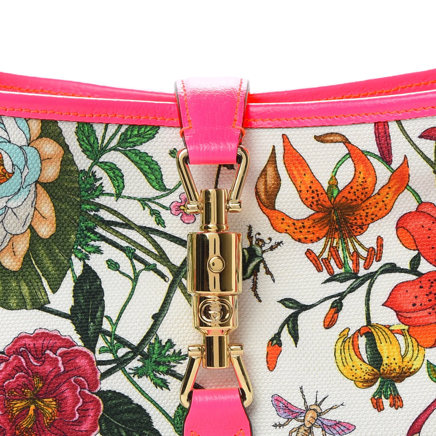 Gucci Canvas Flora Medium Jackie Hobo Fuchsia 8 of 12