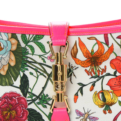 Gucci Canvas Flora Medium Jackie Hobo Fuchsia 8 of 12