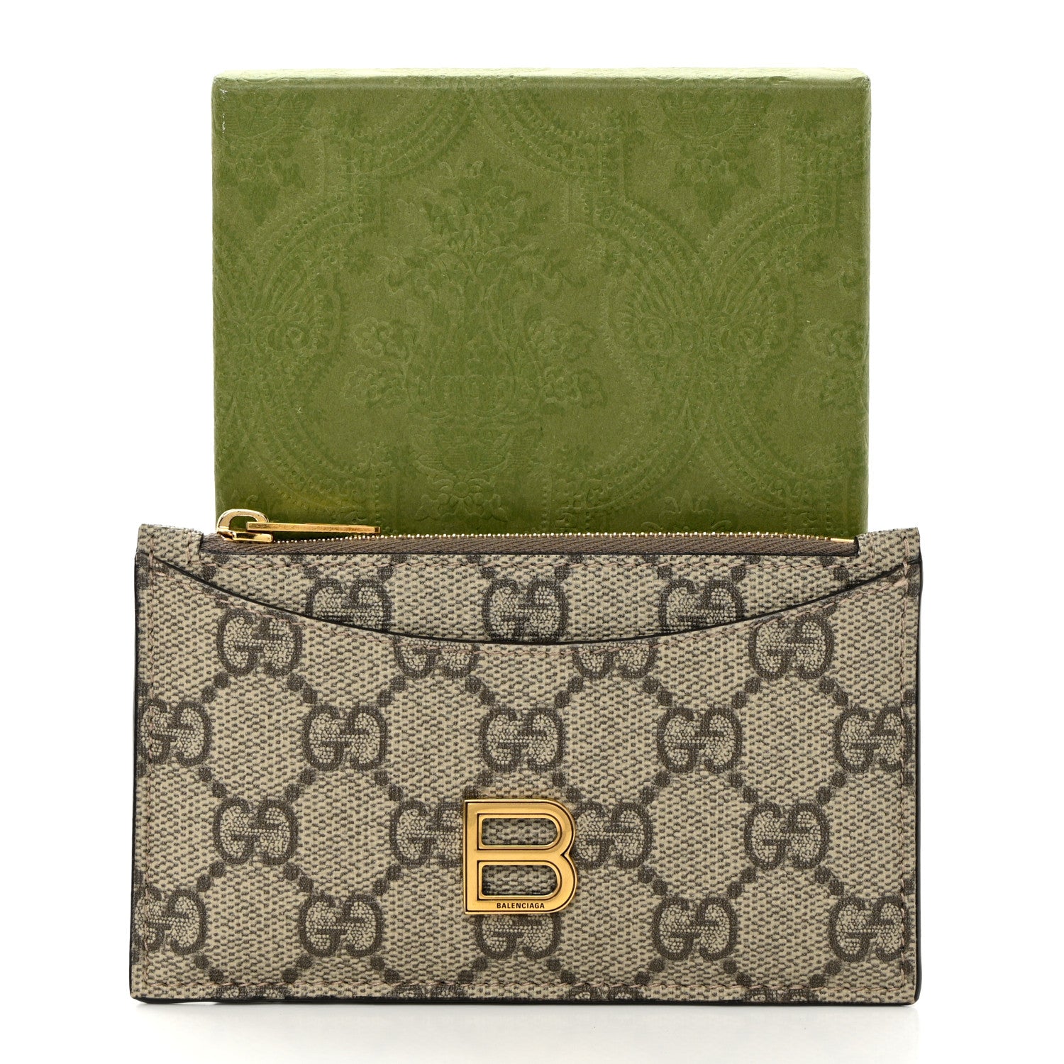 Gucci X BALENCIAGA GG Supreme Monogram Zip Card Case Beige Ebony 8 of 8
