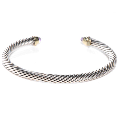 David Yurman Sterling Silver 14K Yellow Gold Amethyst 5mm Cable Classics Petite Color Bracelet 3 of 4