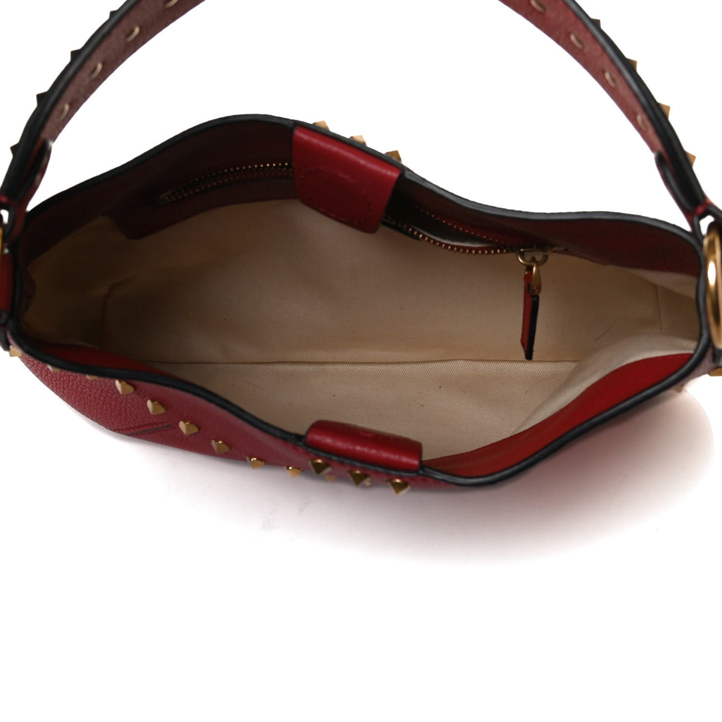 Grained Calfskin Medium Twinkle Studs Hobo Rosso Valentino