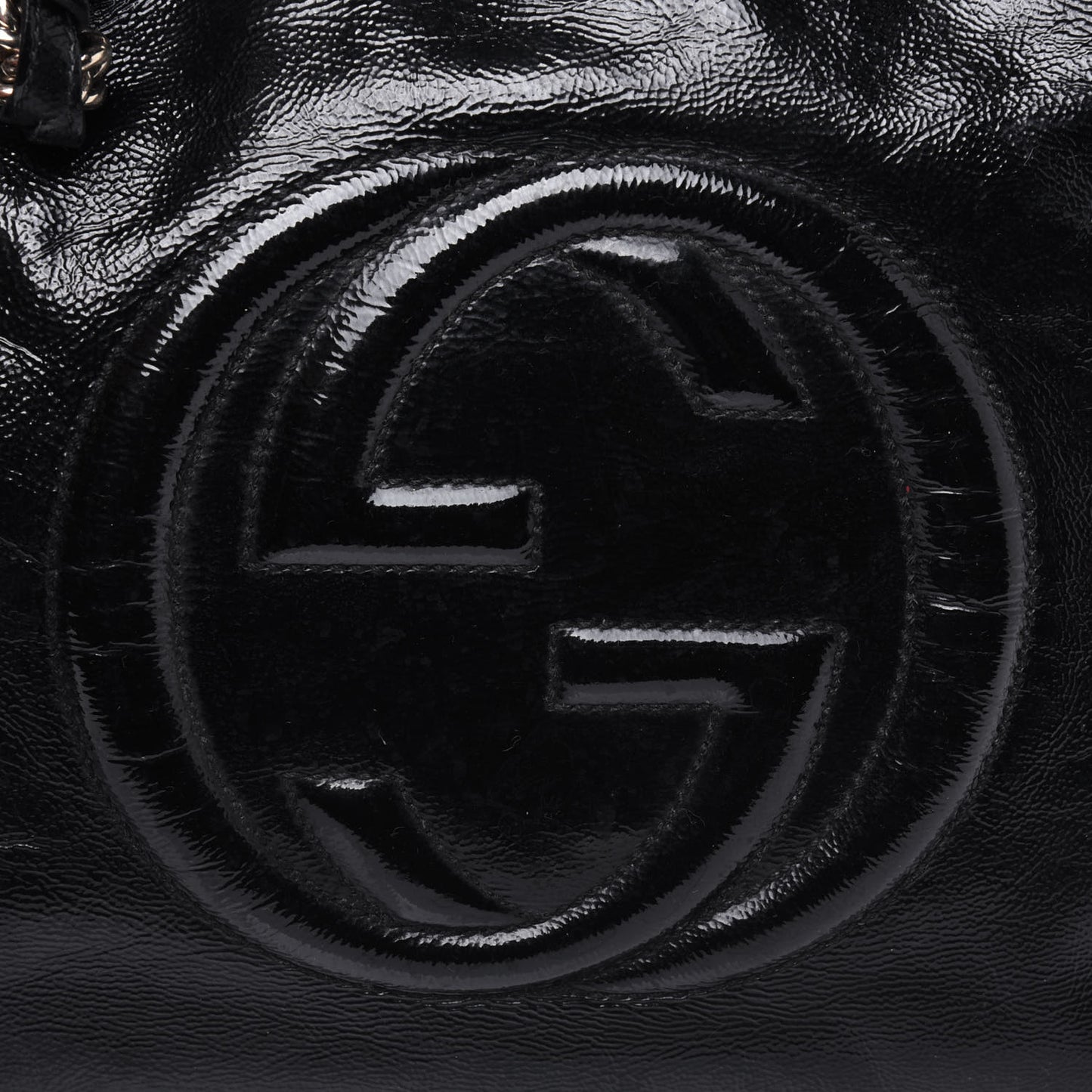 Patent Medium Soho Chain Shoulder Bag Black