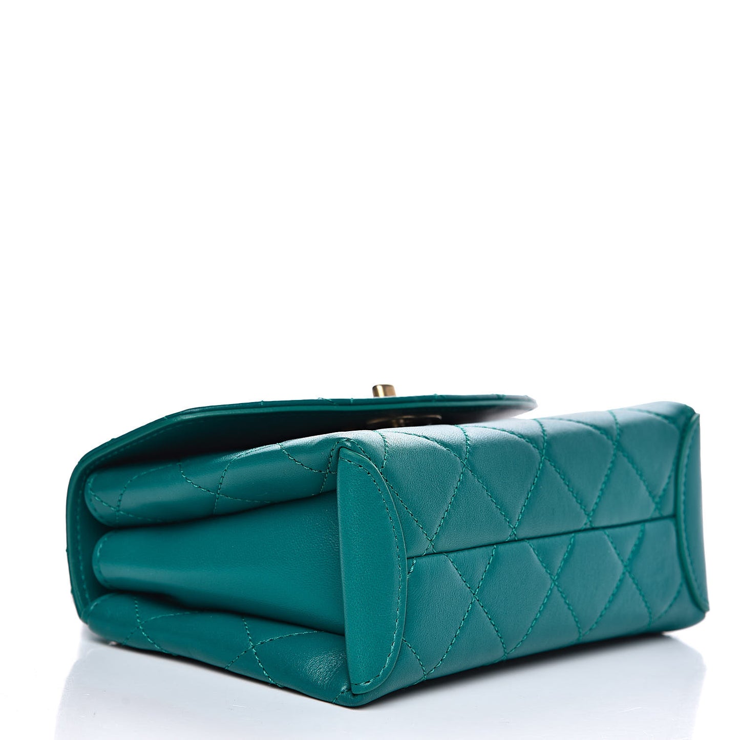 Lambskin Quilted Small Top Handle Bag Turquoise