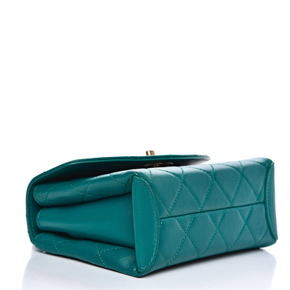 Chanel Lambskin Quilted Small Top Handle Bag Turquoise 4 of 12