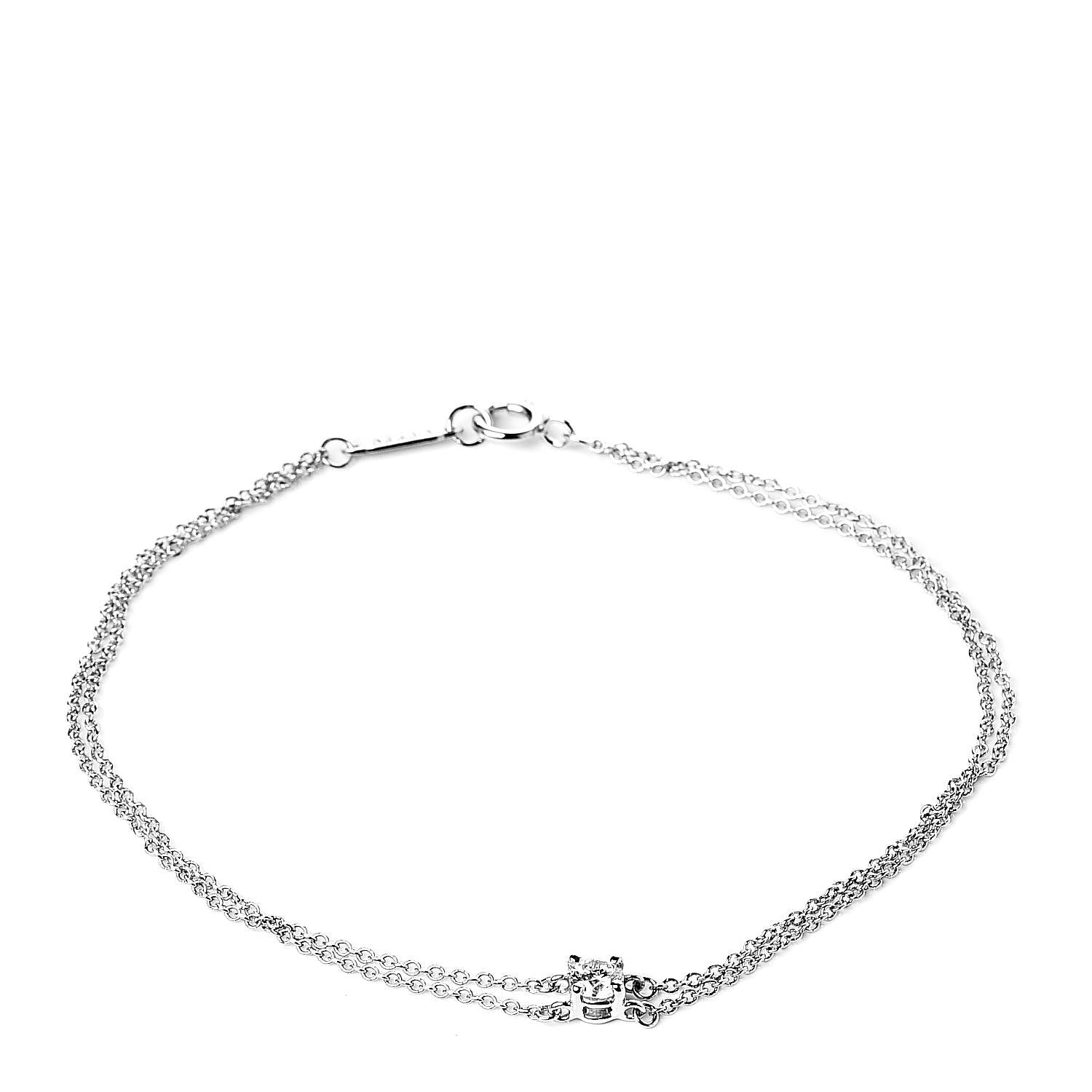 Tiffany Platinum Diamond .17ct Double Chain Solitaire Bracelet 1 of 4