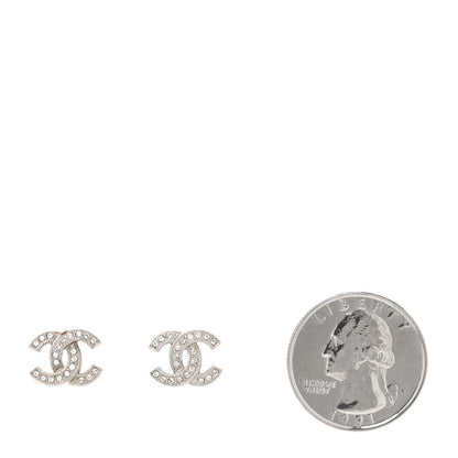Chanel Crystal Mini Timeless CC Earrings Silver 2 of 4