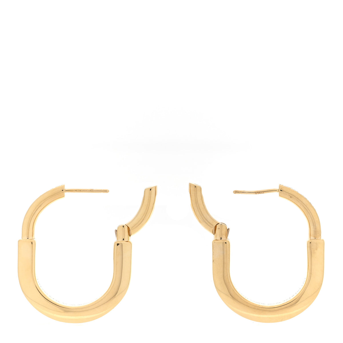 18K Yellow Gold Diamond Medium Lock Earrings