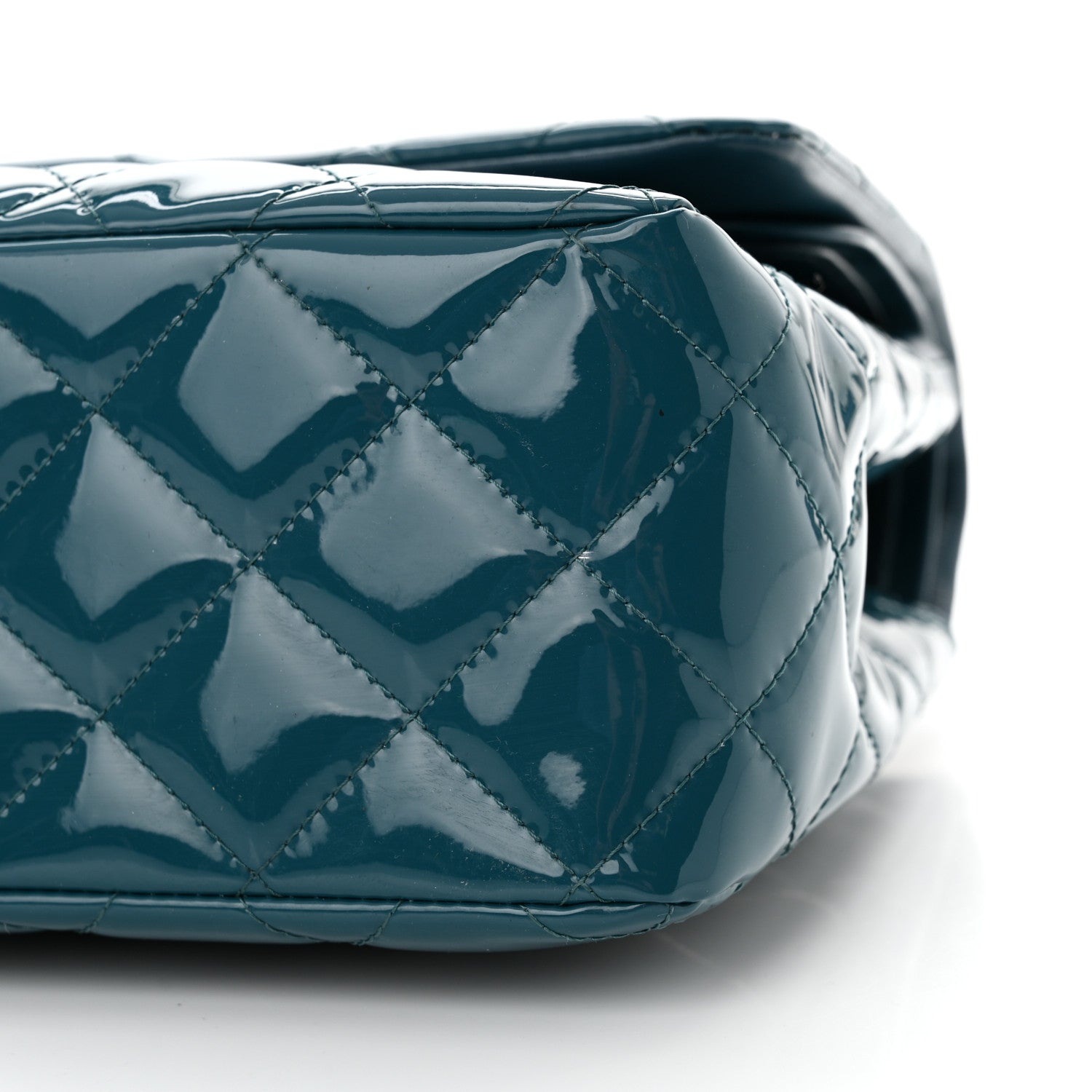 Chanel Patent Calfskin Quilted Jumbo Double Flap Turquoise 10 of 17