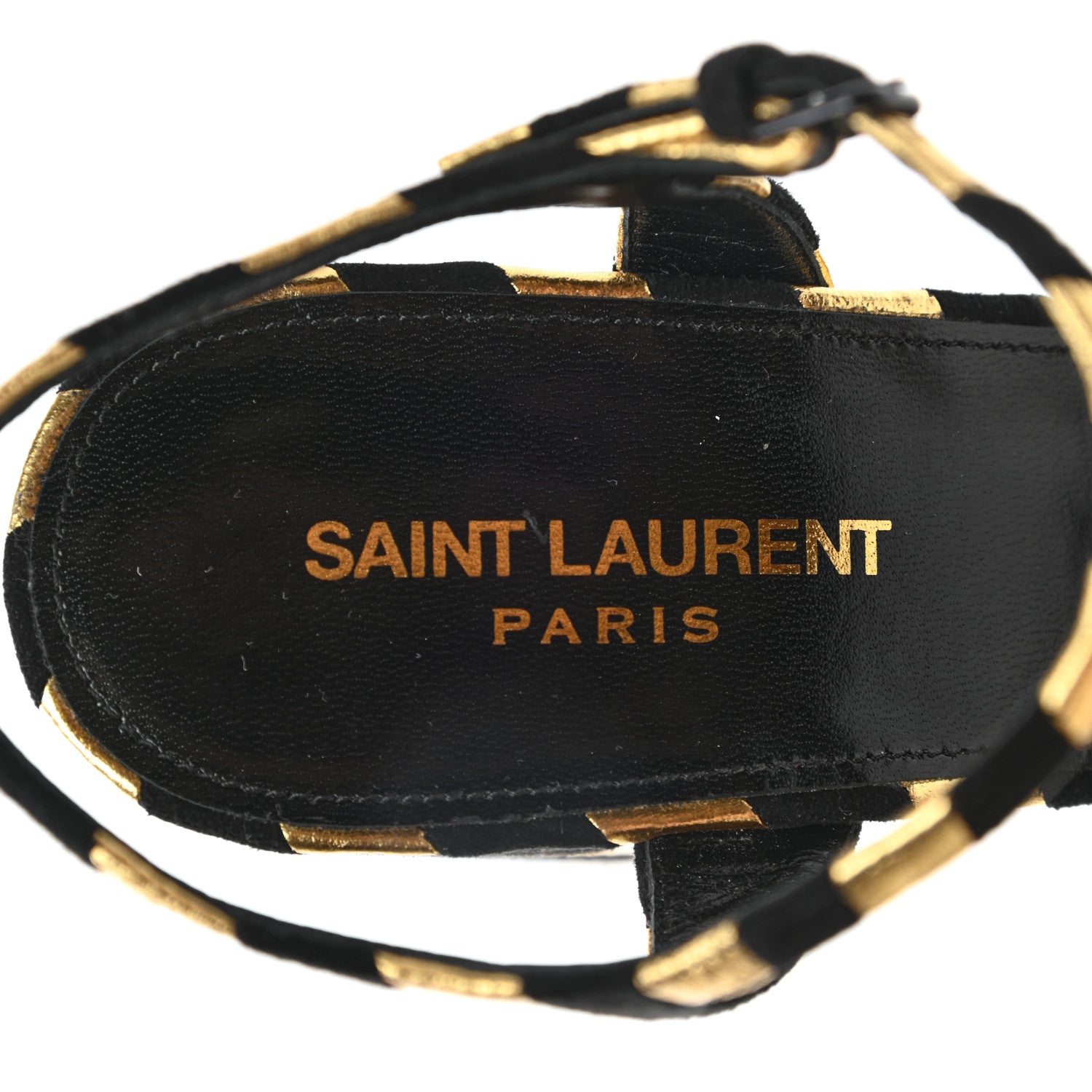 Saint Laurent Metallic Suede Bianca 125 Platform Sandals 39 Black Gold 7 of 9