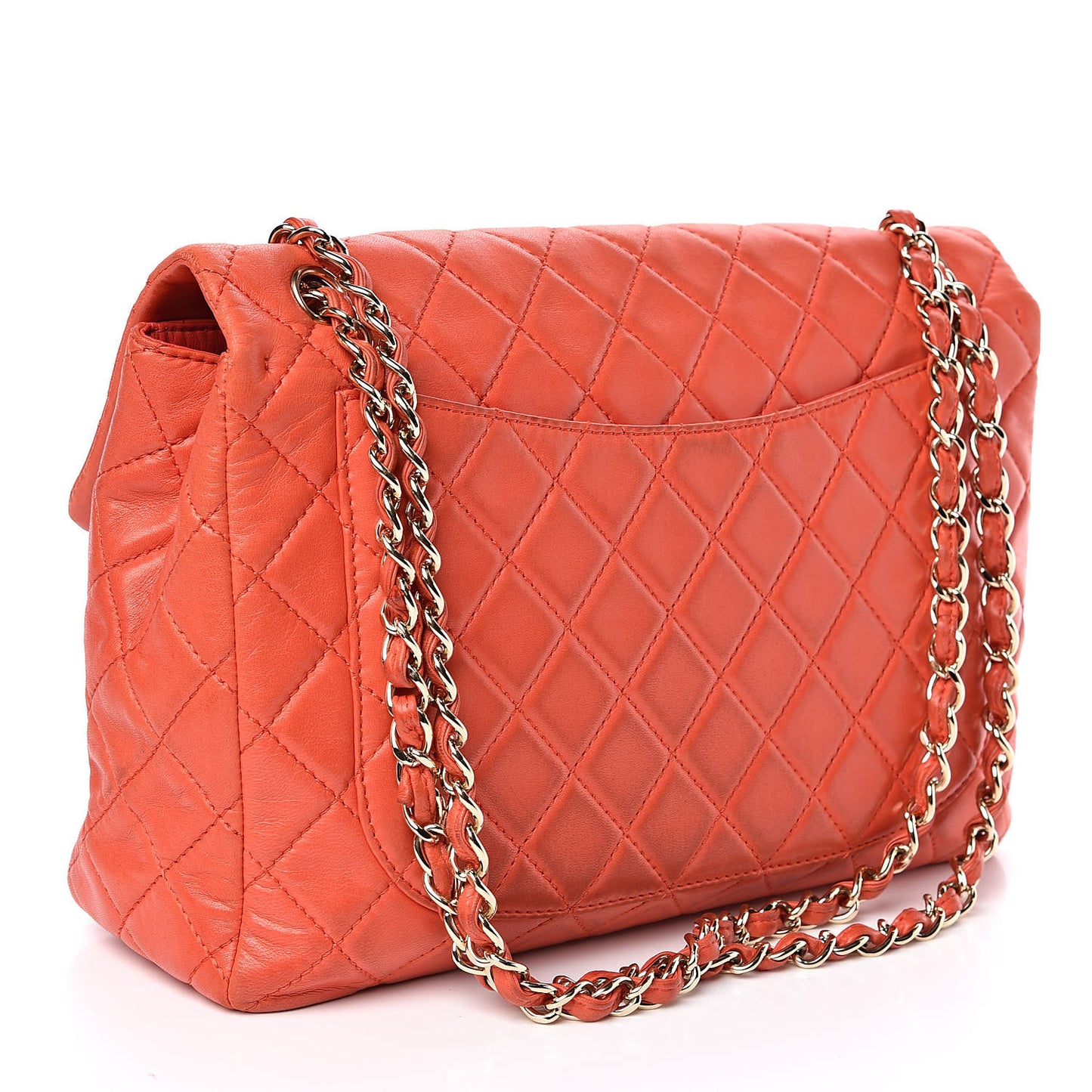 Lambskin Quilted XL Maxi Single Flap Red
