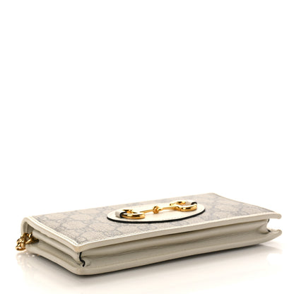 Gucci GG Supreme Monogram Azalea Calfskin Horsebit 1955 Wallet On Chain Beige Ebony Mystic White 4 of 8