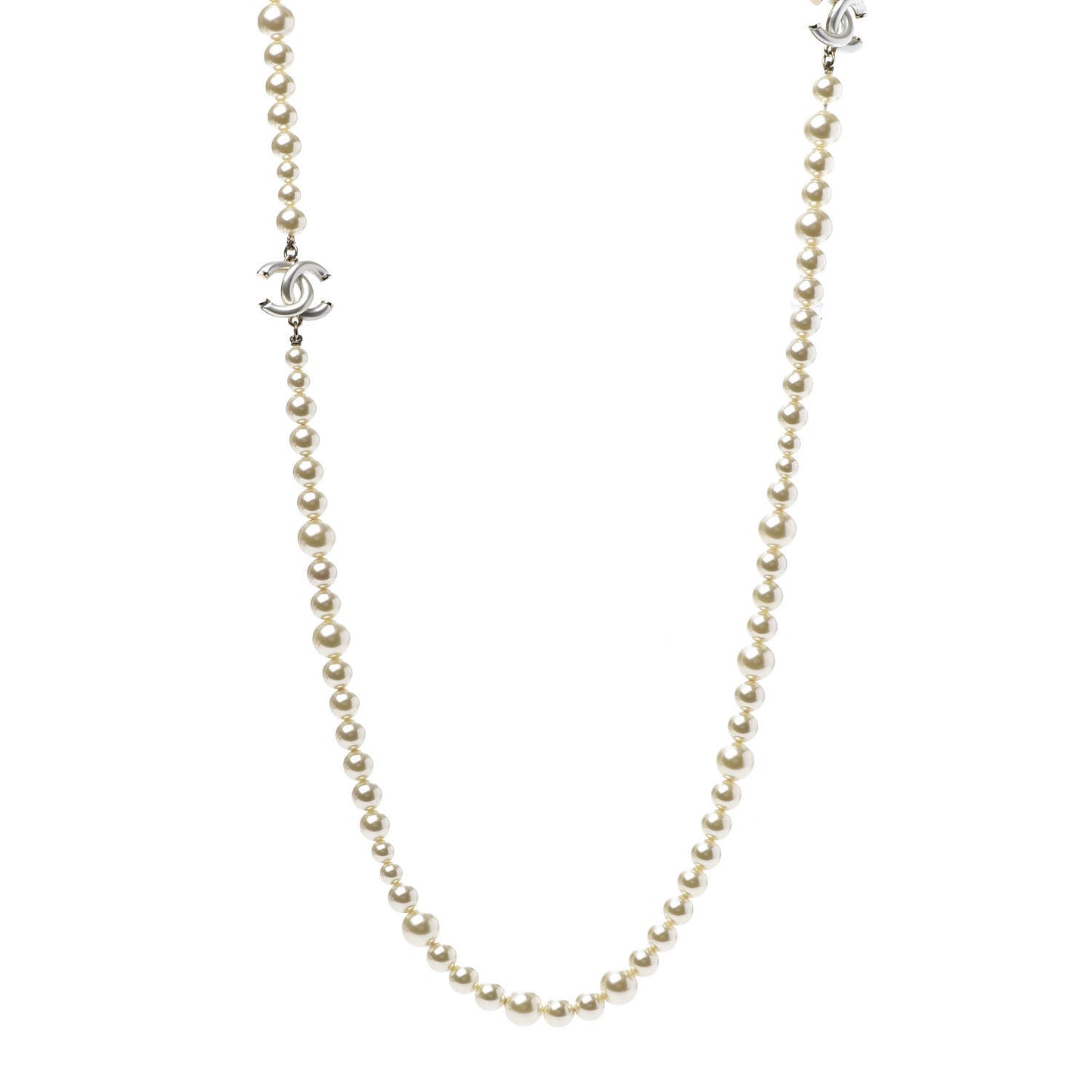 Pearl CC Long Necklace Gold
