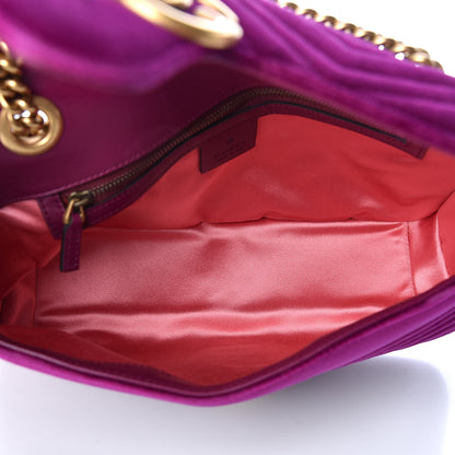 Gucci Velvet Matelasse Small GG Marmont Shoulder Bag Fuchsia Violet Cyclamen 5 of 9