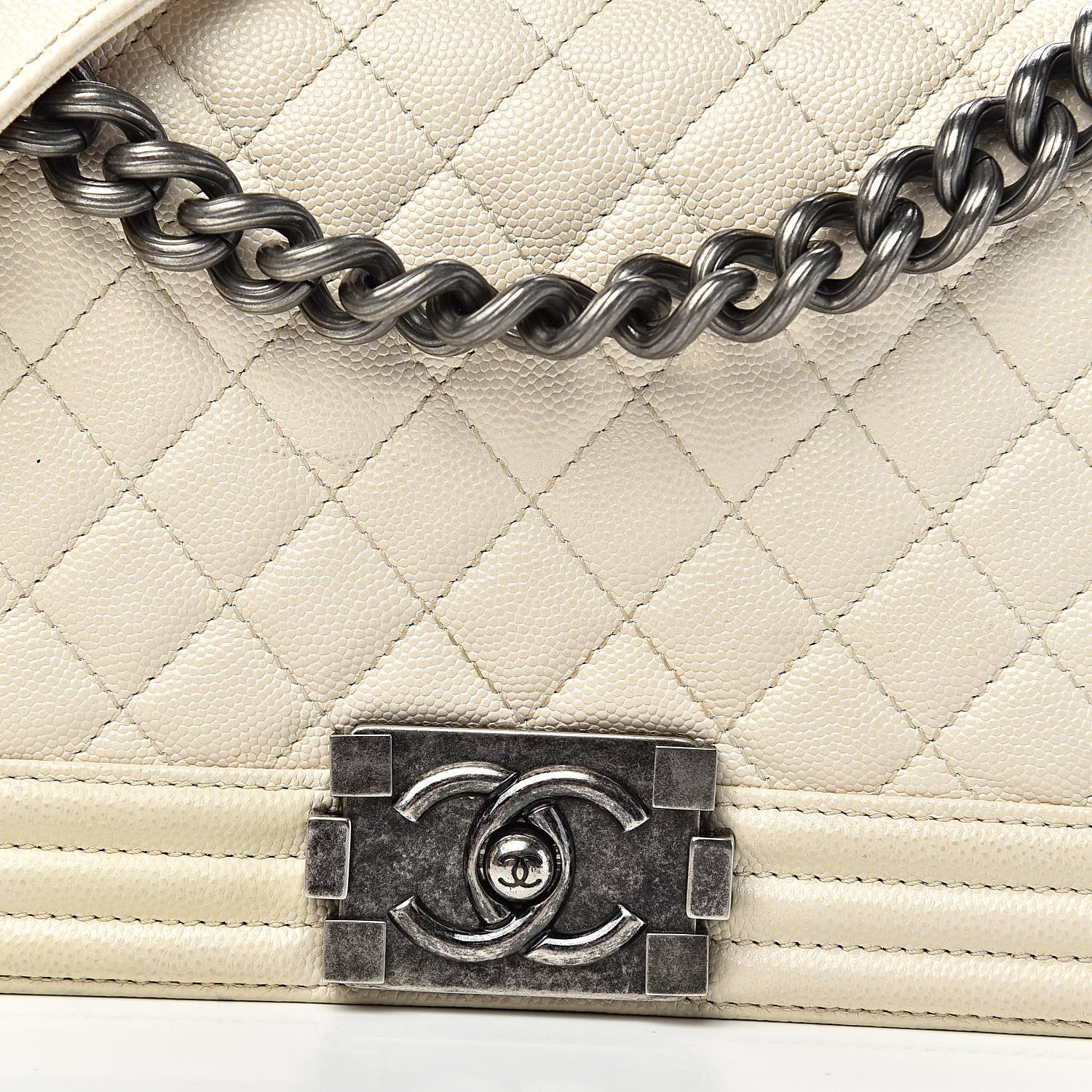 Chanel Caviar Quilted Medium Boy Flap Ivory 10 of 10