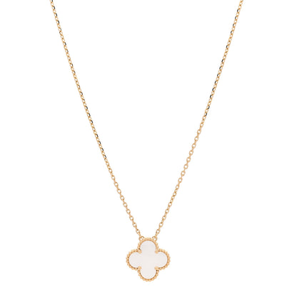 Van Cleef & Arpels 18K Yellow Gold Mother of Pearl Vintage Alhambra Pendant Necklace 1 of 5
