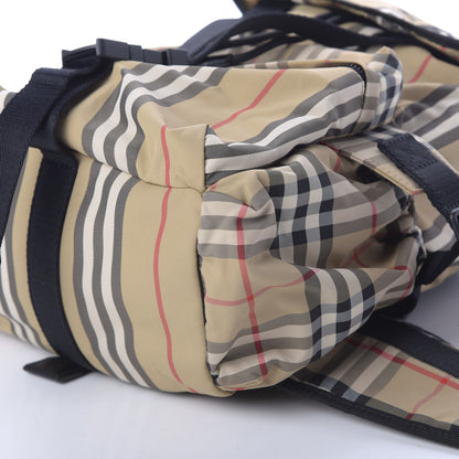 Burberry Nylon Icon Stripe Check Logo Print Backpack Natural 6 of 9