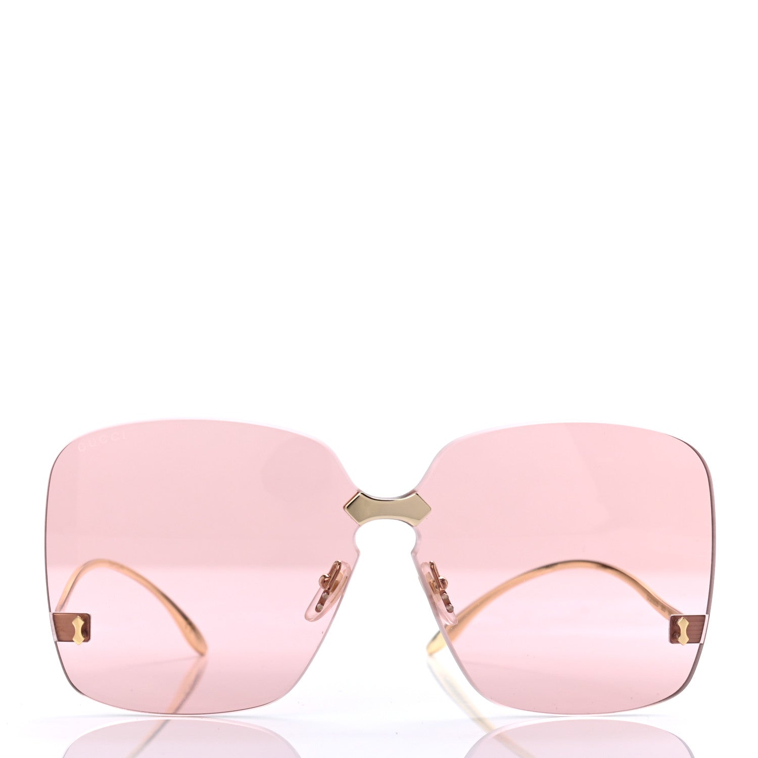 Gucci Rimless Sunglasses GG0352S Gold Flash Pink 2 of 8