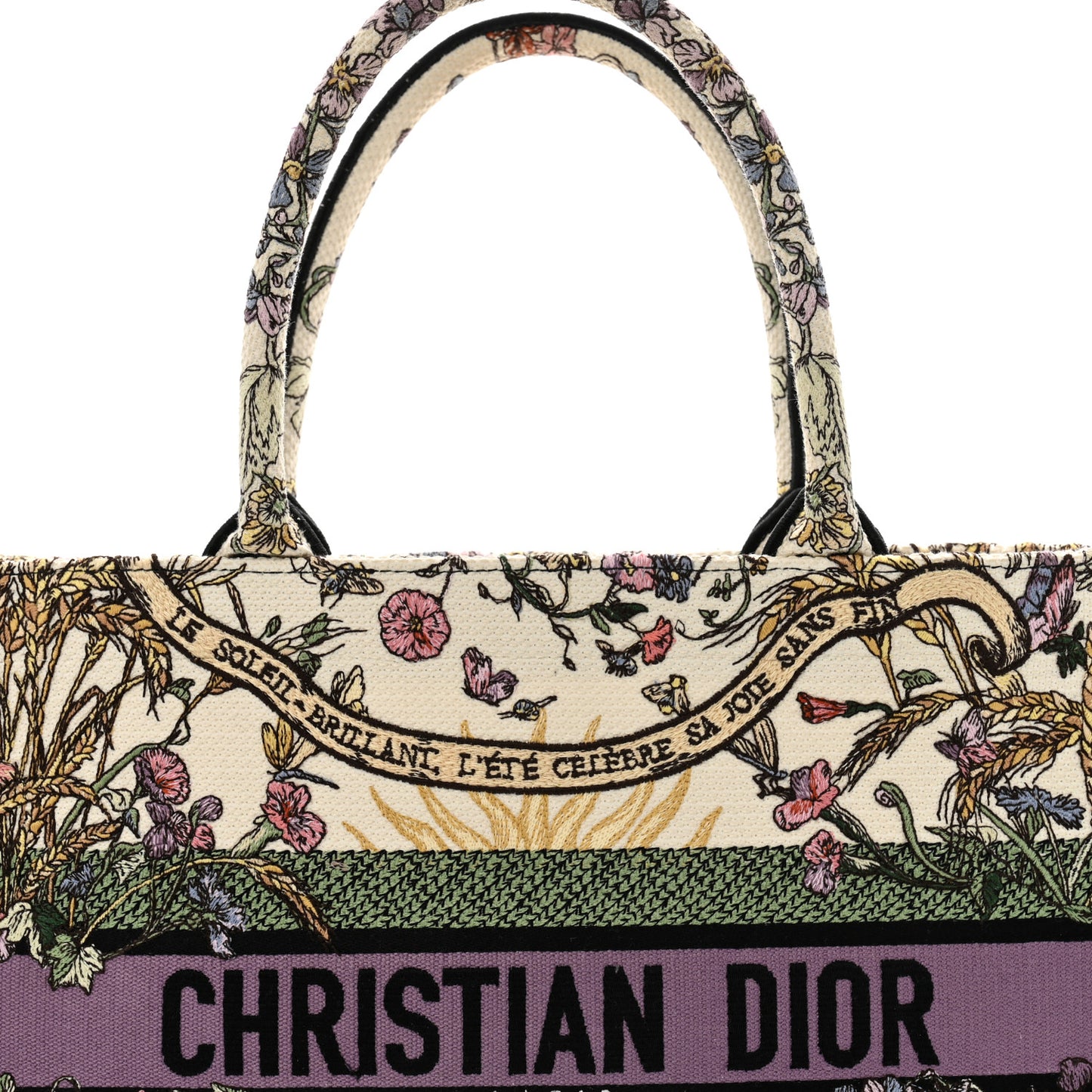 Canvas Embroidered Medium 4 Saisons Hiver Soleil Book Tote Lilac Multicolor