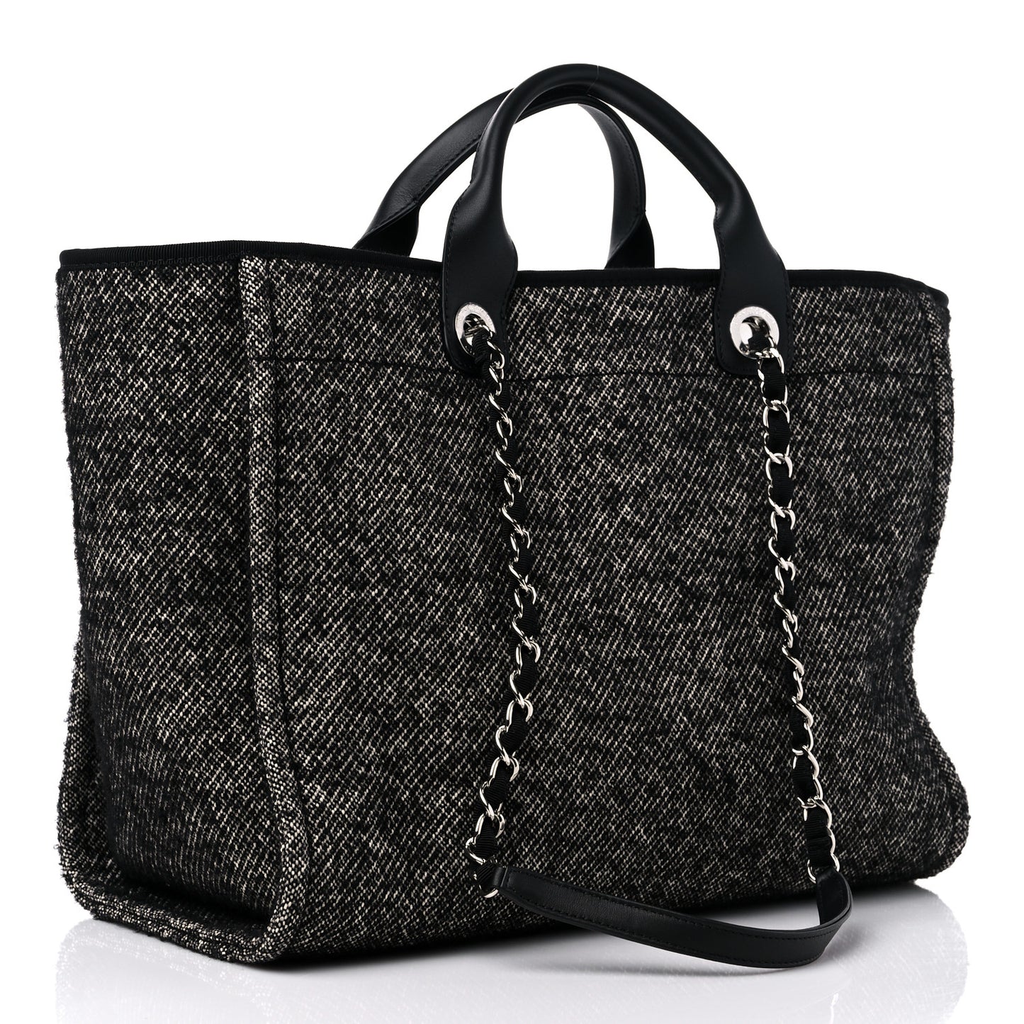 Mixed Fibers Calfskin Medium Deauville Tote Black