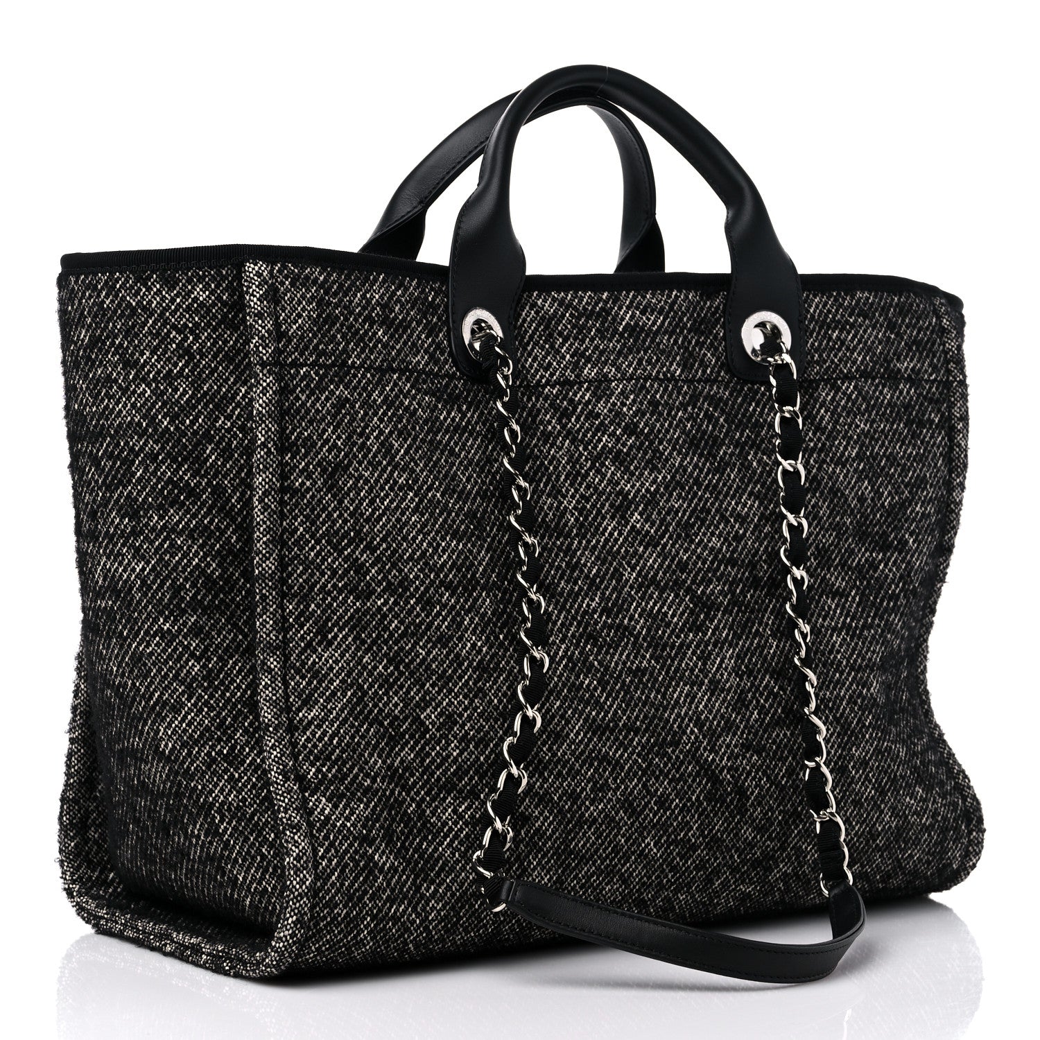 Chanel Mixed Fibers Calfskin Medium Deauville Tote Black 3 of 9