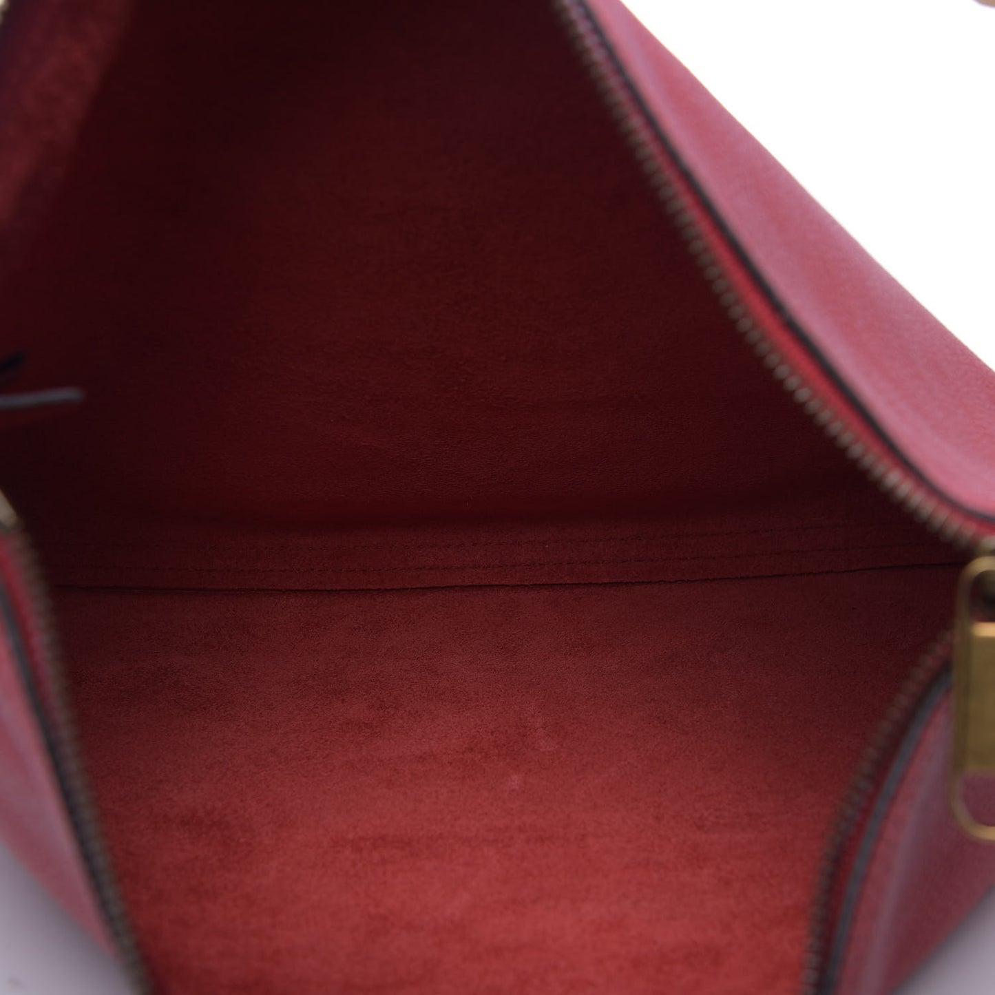 Pebbled Calfskin Medium Logo Portfolio Clutch Hibiscus Red