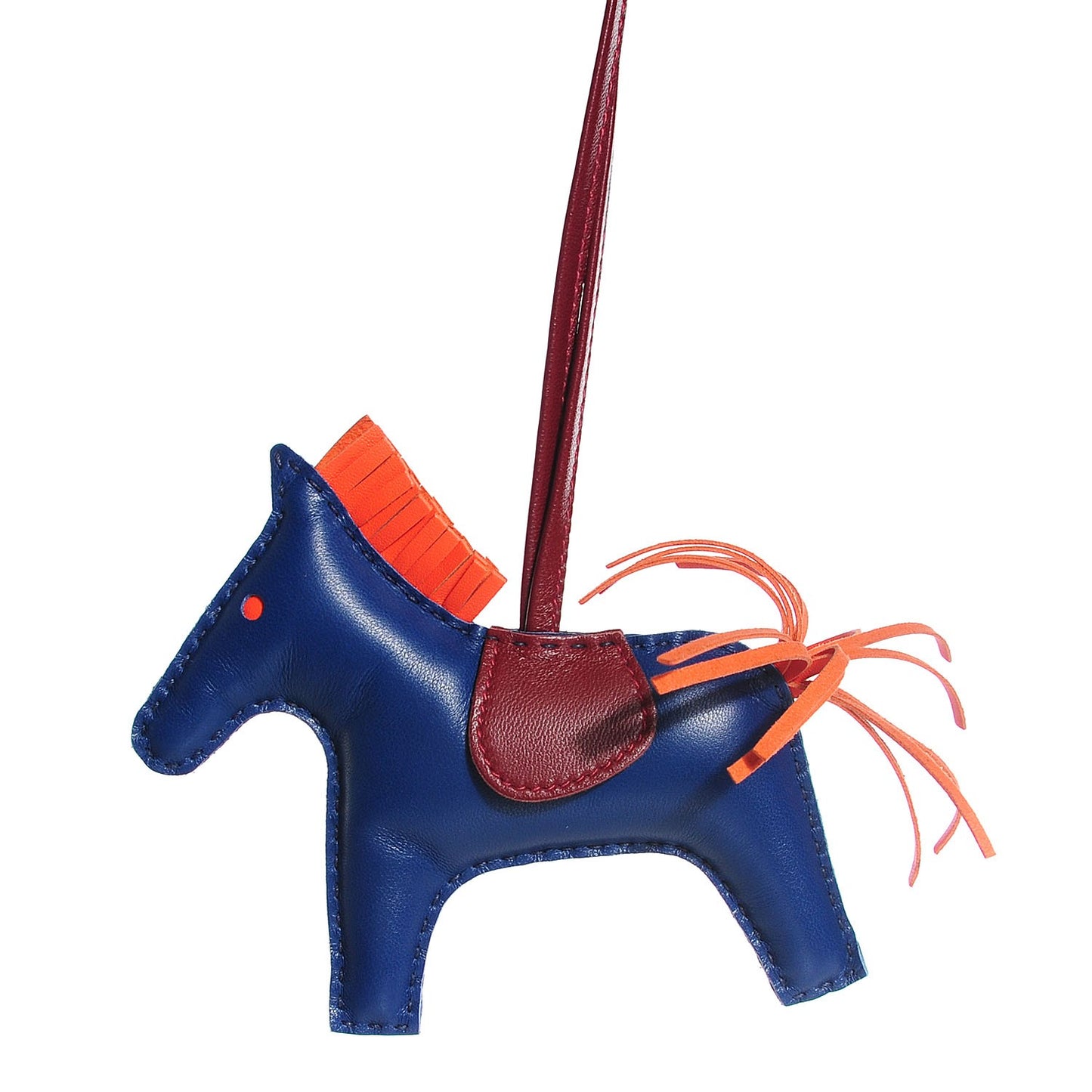 Milo Lambskin Grigri Rodeo Horse Bag Charm MM Bleu de Malte Rouge H Peony