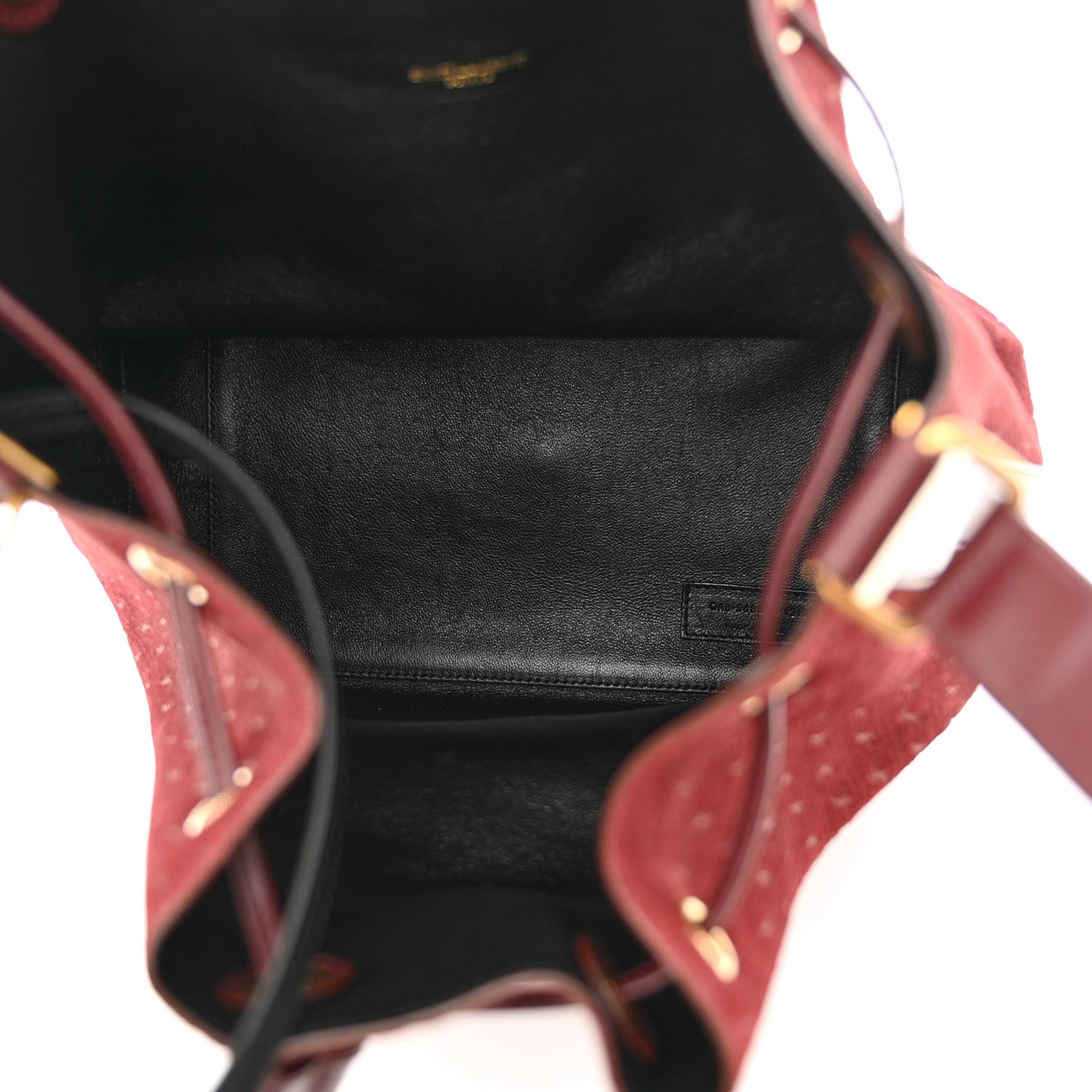 Suede All-Over Monogram Bucket Bag Burgundy