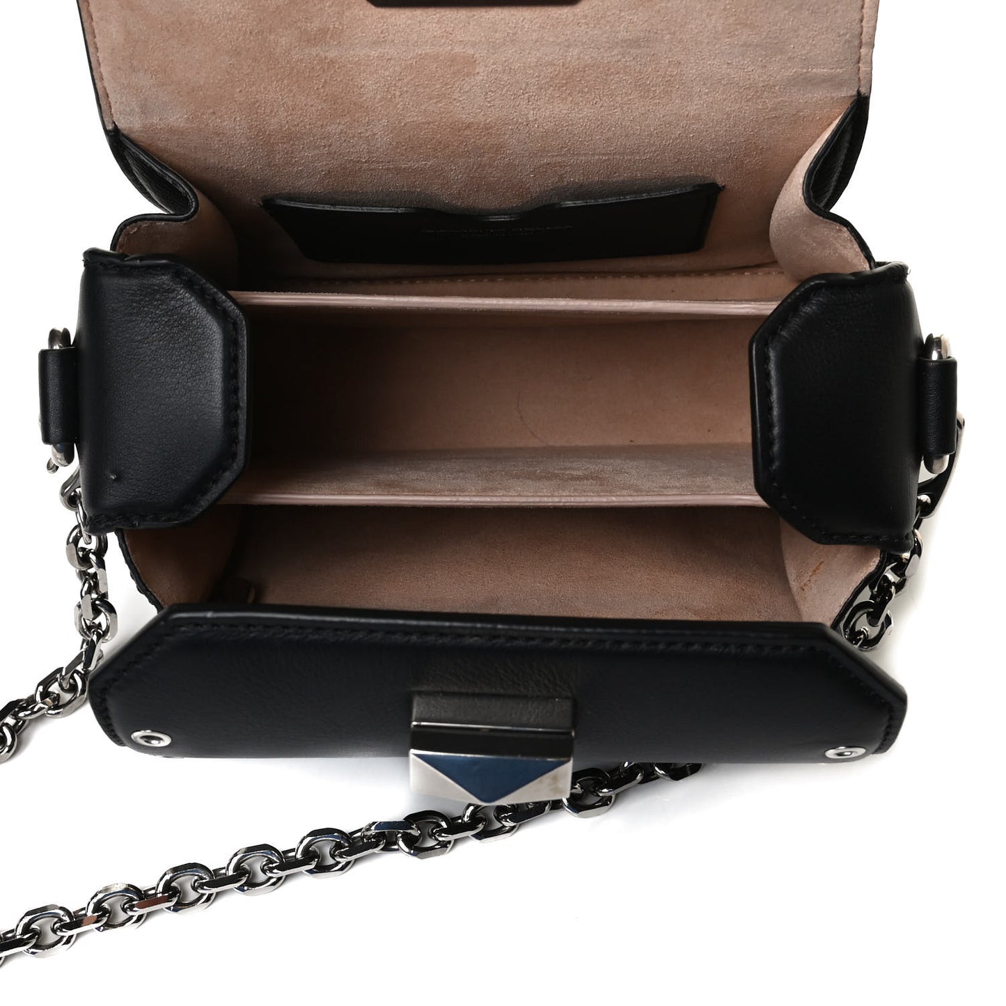 Fine Grain Goatskin Perforated Box Shoulder Bag 16 Black